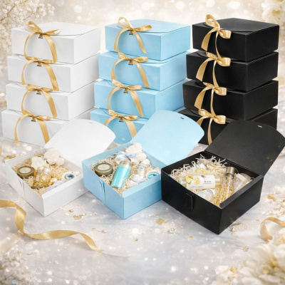 Белая коробка + золотая лента