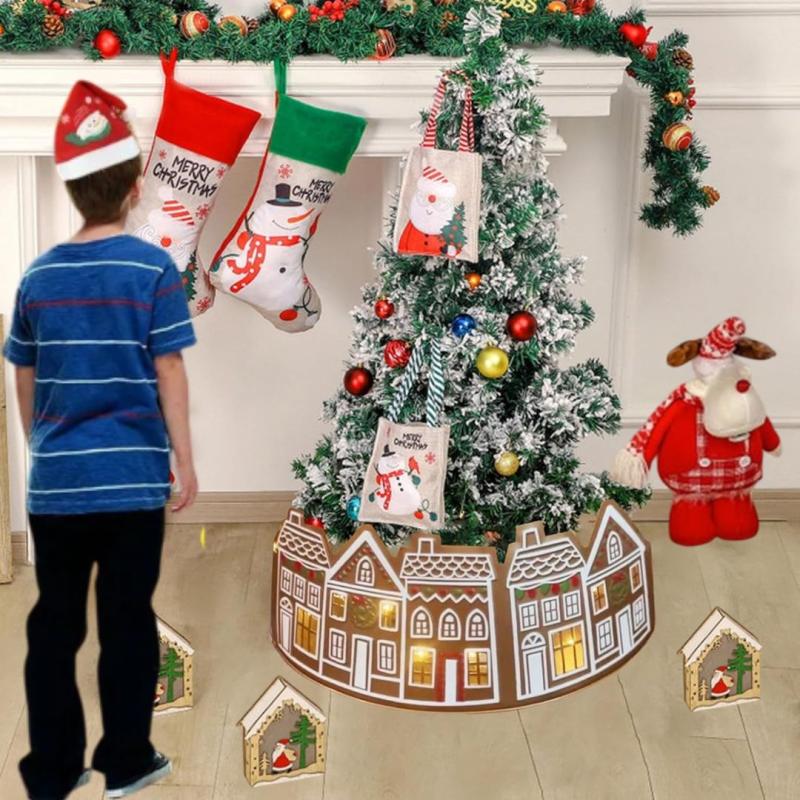 Светодиодная юбка для рождественской елки в виде пряничного домика