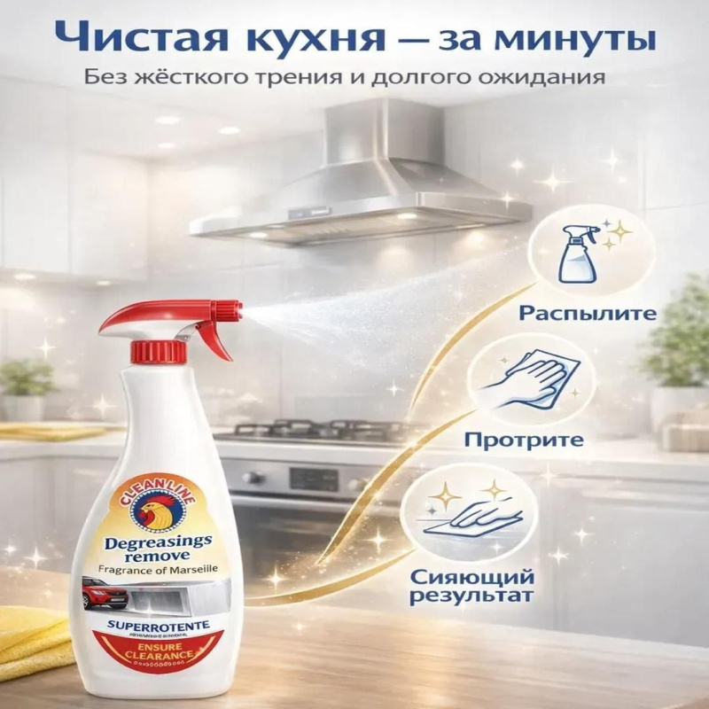 Универсальное чистящее средство от жира очистка плиты, вытяжки, духовки  с ароматом марсельского мыла. Chante Clair Sgrassatore Universale,600 мл