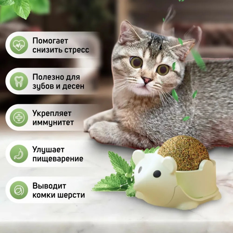 Игрушка щетка чесалка с кошачьей мятой.