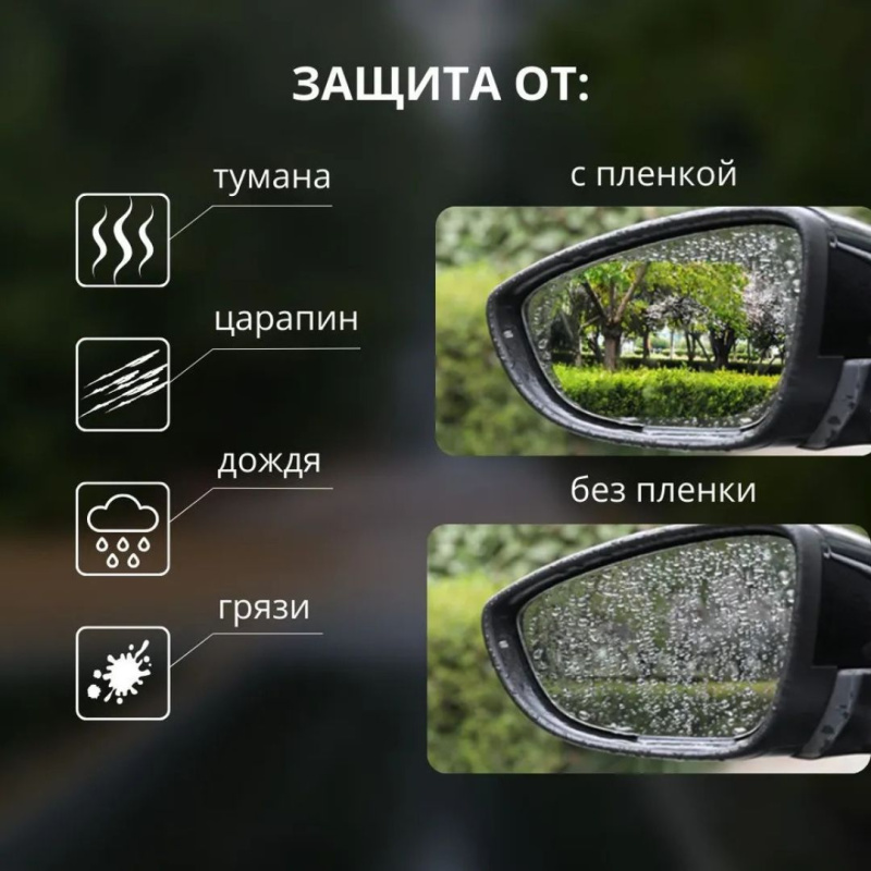 Пленка защитная антидождь 100 х150 мм для боковых зеркал автомобиля Пленка защитная антидождь 100 х150 мм для боковых зеркал автомобиля