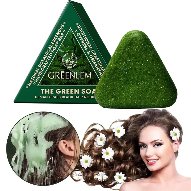 Китайское травяное мыло - шампунь  Greenlem Soap против выпадения волос , твердый, 120 мл
