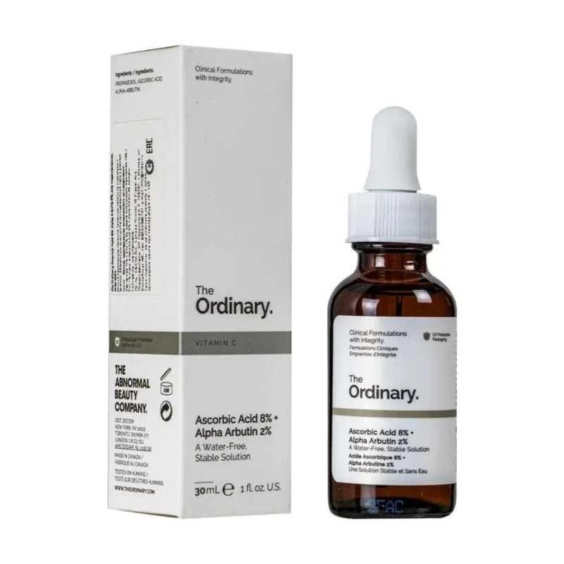 The Ordinary Осветляющая сыворотка с 8% аскорбиновой кислоты и 2% альфа арбутин The Ordinary Ascorbic Acid 8% + Alpha Arbutin 2%,30мл The Ordinary Осветляющая сыворотка с 8% аскорбиновой кислоты и 2% альфа арбутин The Ordinary Ascorbic Acid 8% + Alpha Arbutin 2%,30мл