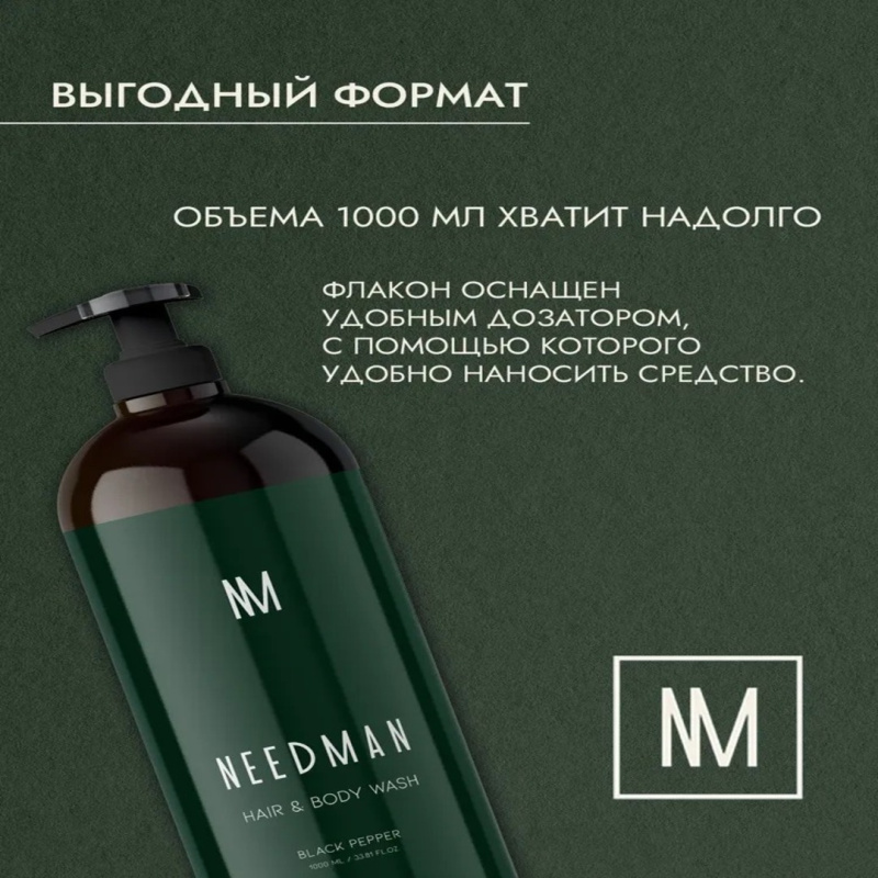 Needman Мужской шампунь - гель для душа 2 в 1 Needman Мужской шампунь - гель для душа 2 в 1