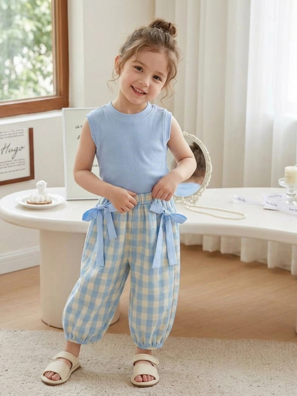 Летний трикотажный комплект одежды Hone Baby с декоративными бантами