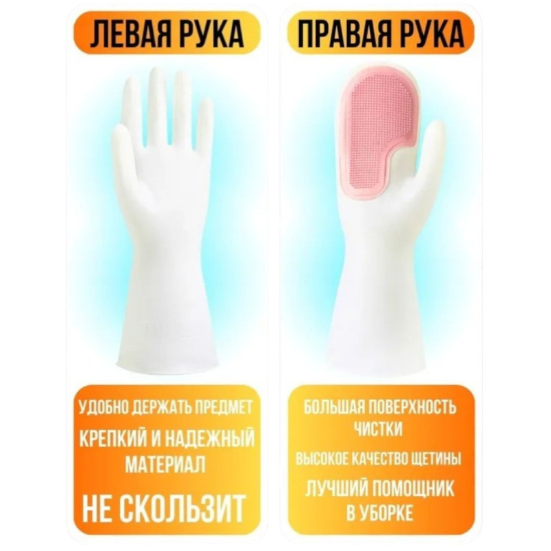 Многофункциональные силиконовые перчатки-щетки для уборки и мытья посуды