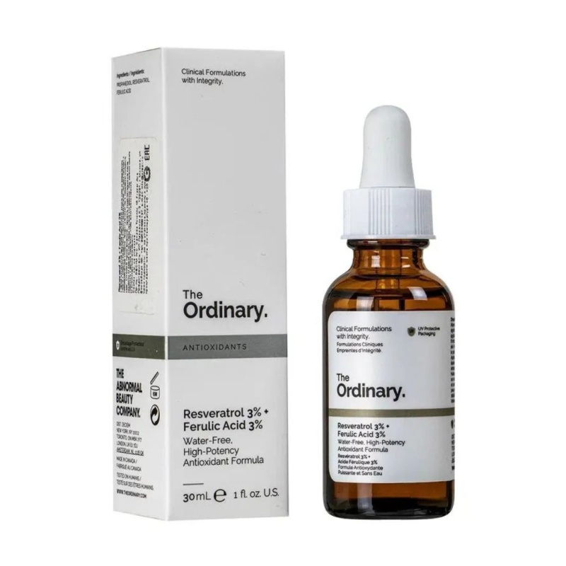 The Ordinary Антиоксидантная сыворотка с ресвератролом 3% и феруловой кислотой 3% The Ordinary Resveratrol Serum 3% + Ferulic Acid 3%,30мл The Ordinary Антиоксидантная сыворотка с ресвератролом 3% и феруловой кислотой 3% The Ordinary Resveratrol Serum 3% + Ferulic Acid 3%,30мл