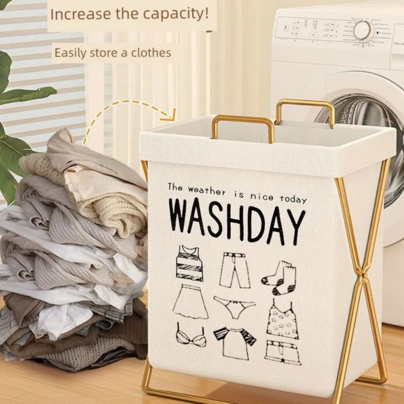 Корзина для белья без крышки WASHDAY,  с двумя подвесными корзинами