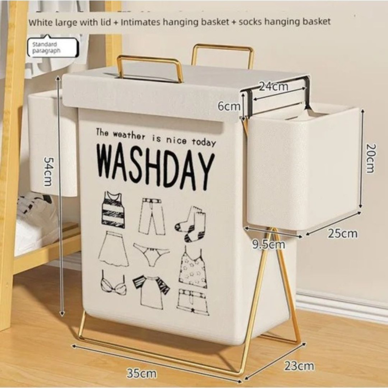 Корзина для белья без крышки WASHDAY,  с двумя подвесными корзинами